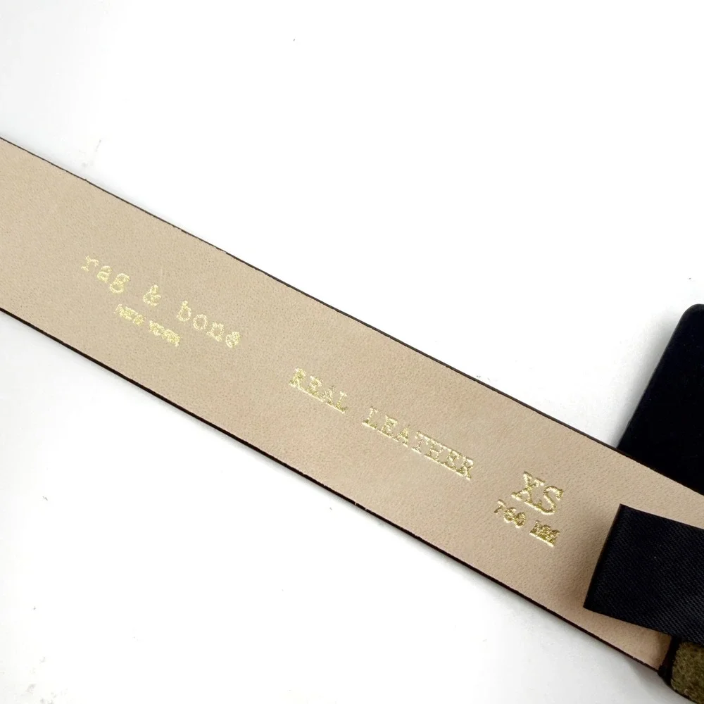 Rag & Bone Small Audrey Belt Olive Green Suede Gold Buckle Womens Sz XS